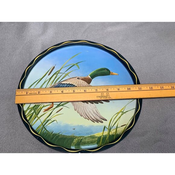 Vintage Metal Duck Themed Wall Decor Plate by James Artig 11" Round Nature Art - Picture 11 of 13